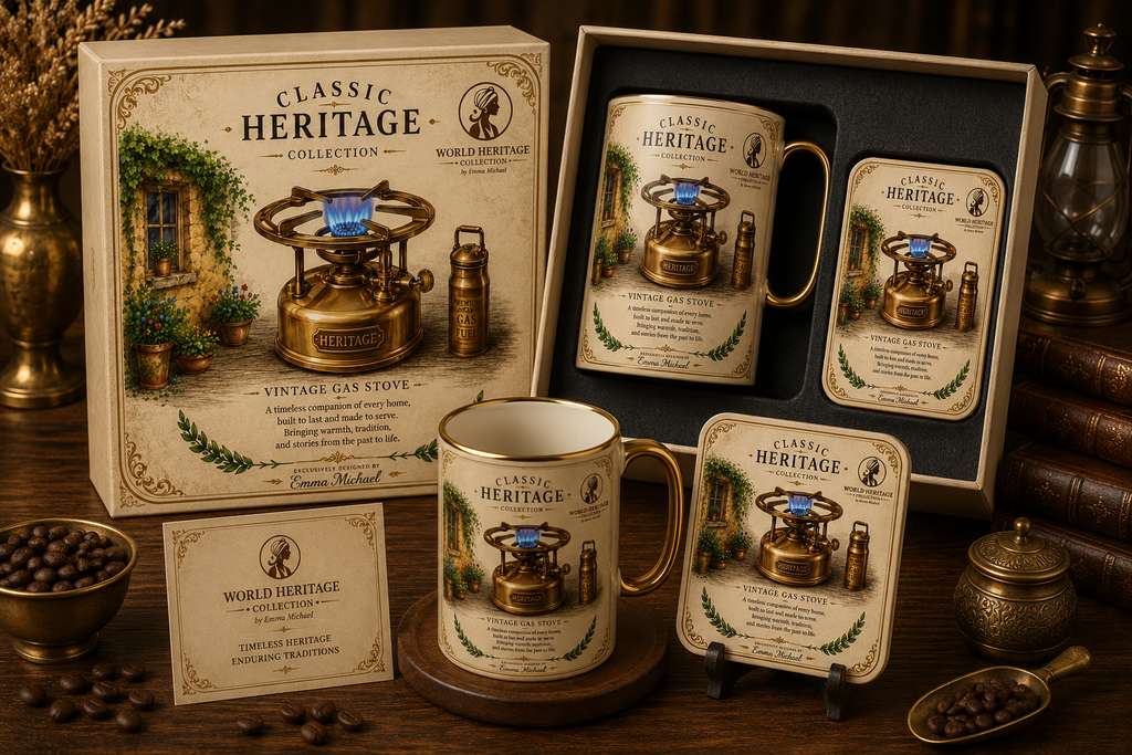 VMS- 0602 | Vintage Kerosene Stove Mug & Coaster Gift Set – Heritage Edition