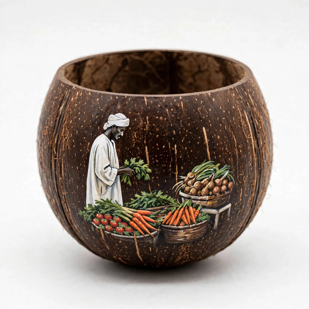 HCC-0803 | Morning at the Village Market – Sudanese Heritage Coconut Cup