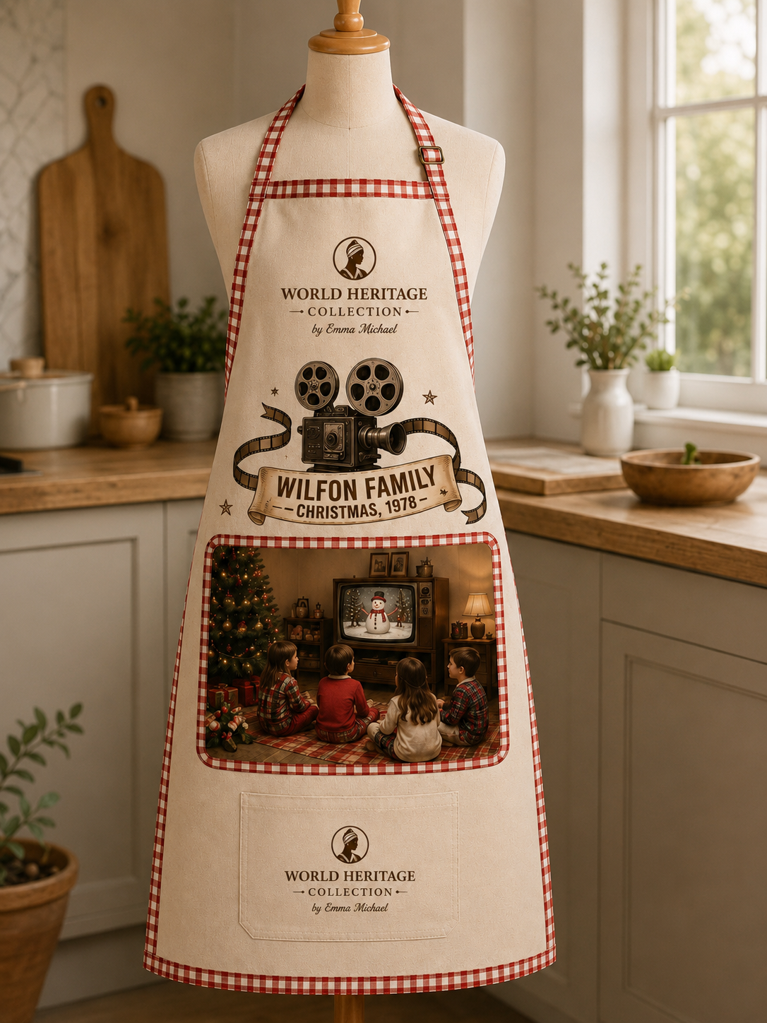 VKA-  0106| Memories Around the Television Vintage Kitchen Apron – Classic Heritage Collection