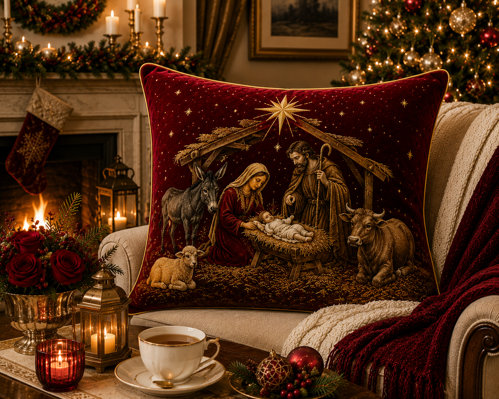 🎄XC-0303 | Nativity Christmas Velvet Cushion Cover