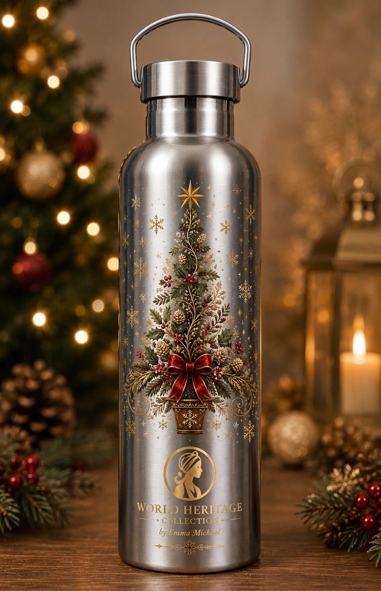 🎄XB-0501| Christmas Tree of Hope Stainless Steel Water Bottle – Limited Seasonal Edition