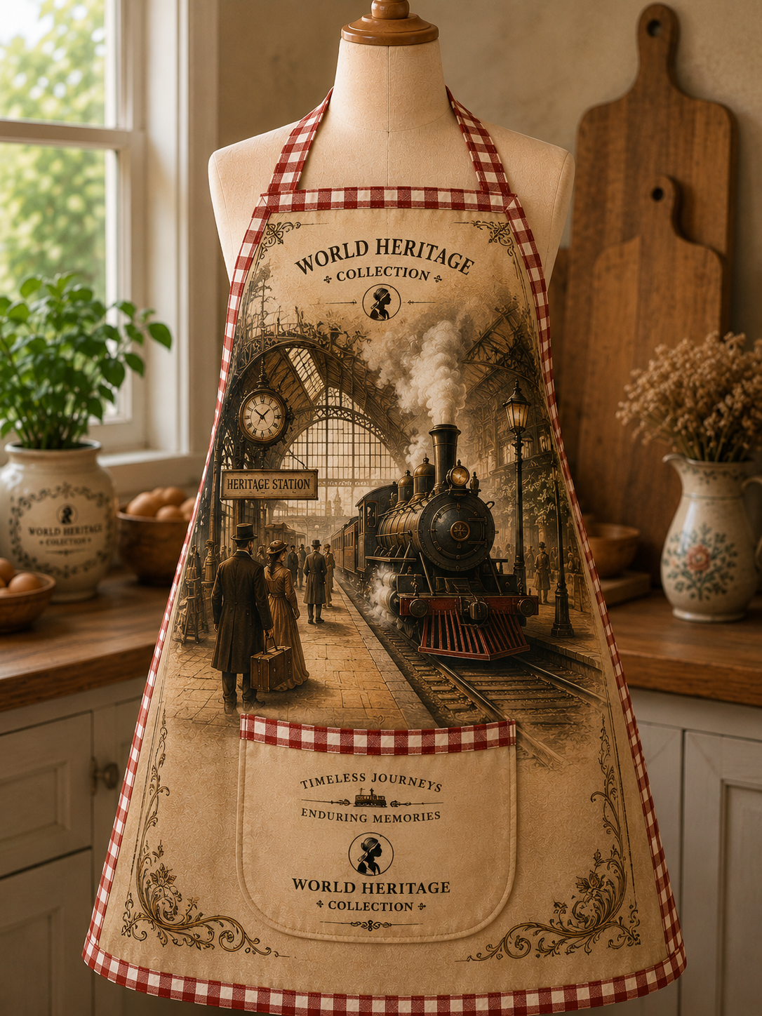 VKA- 02010| The Grand Railway Station Vintage Kitchen Apron – Classic Heritage Collection