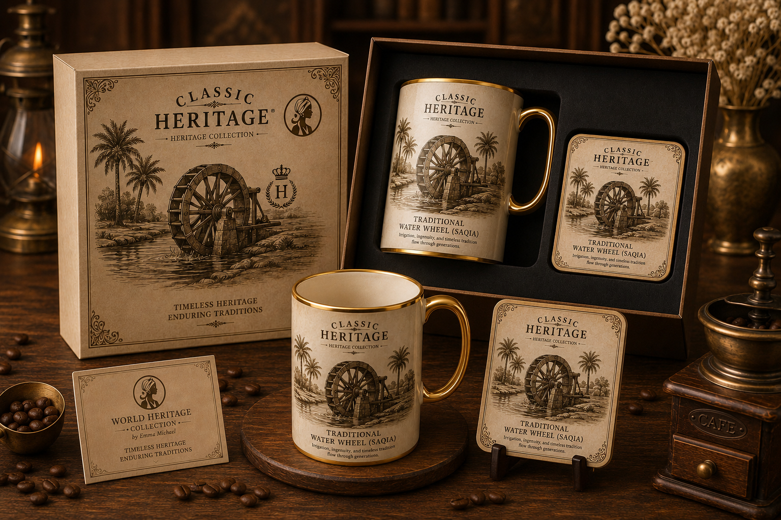 VMS- 06016| Vintage Bicycle Mug & Coaster Gift Set – Heritage Edition