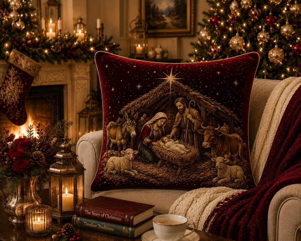 🎄XC-0303 | Nativity Christmas Velvet Cushion Cover