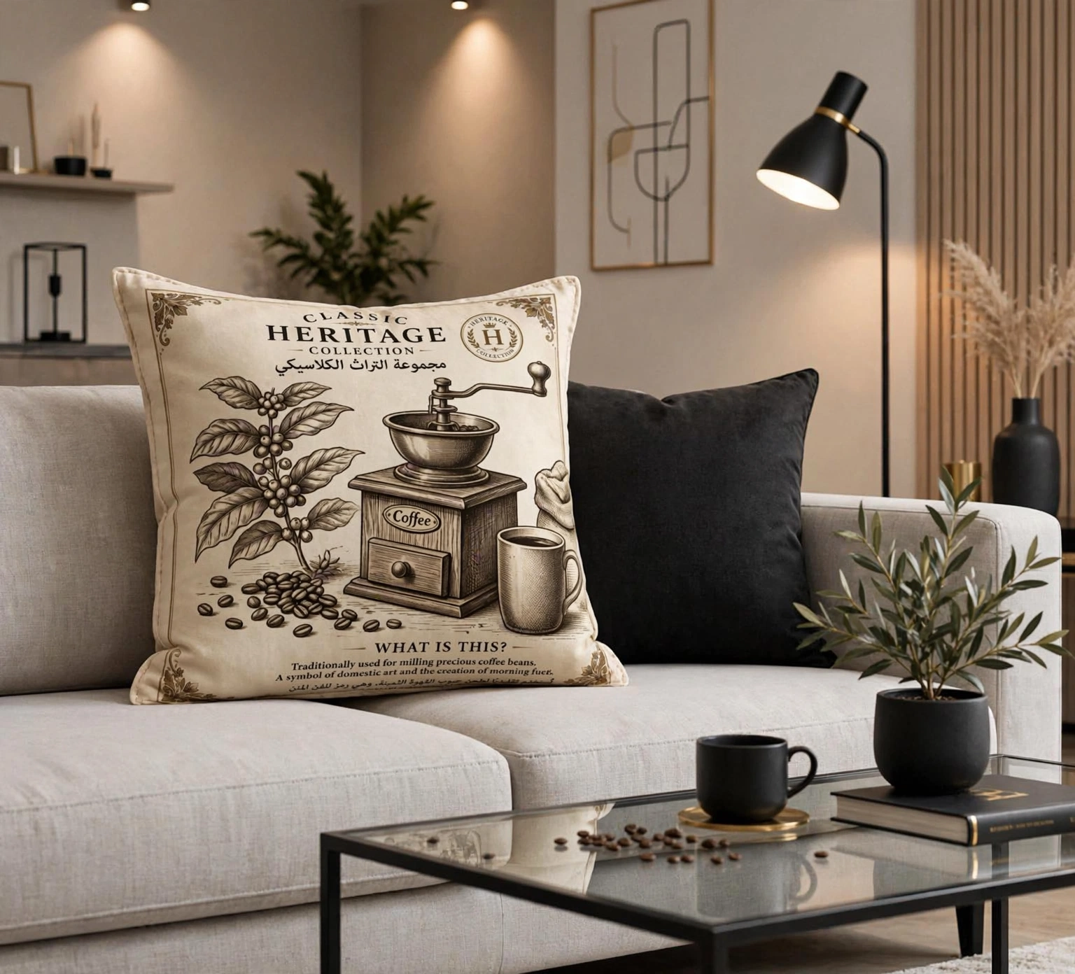 VC-0506| Vintage Coffee Grinder Canvas Cushion Cover – Timeless Heritage Collecti
