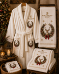 🎄XR-0604| Christmas Deer Wreath Luxury Bath Robe & Towel Set – Limited Seasonal Edition