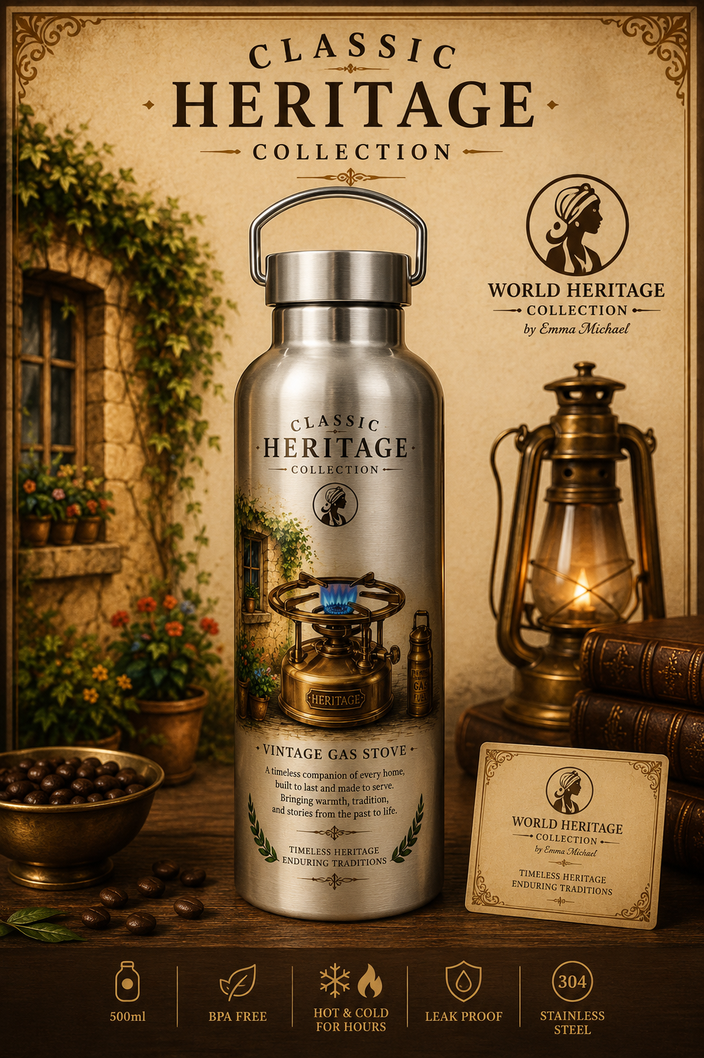 VB-0402| Vantage Lantern Insulated Water Bottle – 500ml