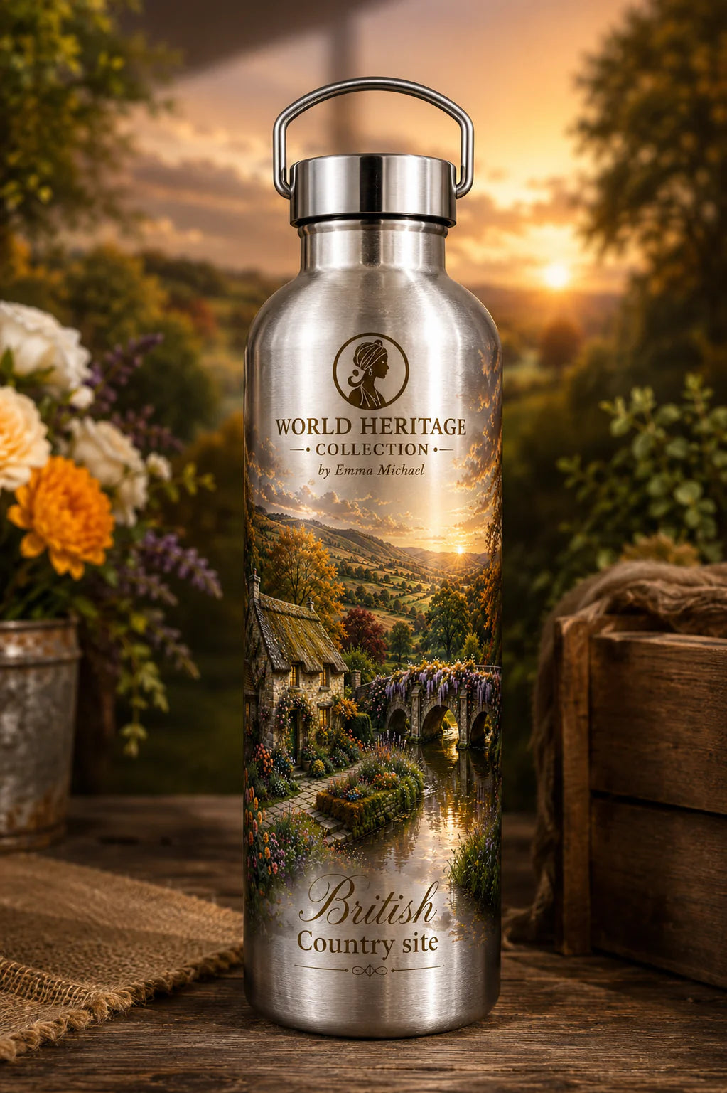 LB-0403| English Countryside Luxury Insulated Water Bottle – 500 mL