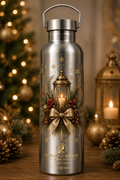 🎄XB-0506| Golden Christmas Lantern Stainless Steel Water Bottle – Limited Seasonal Edition