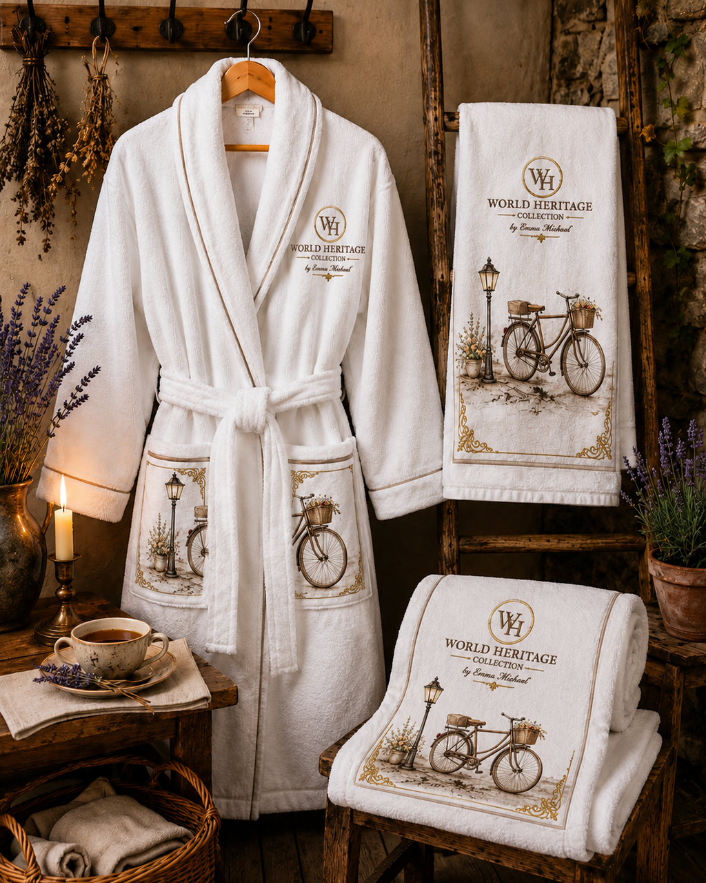 VBS-0302| Vantage Vintage Bicycle Bathrobe & Towel Gift Set