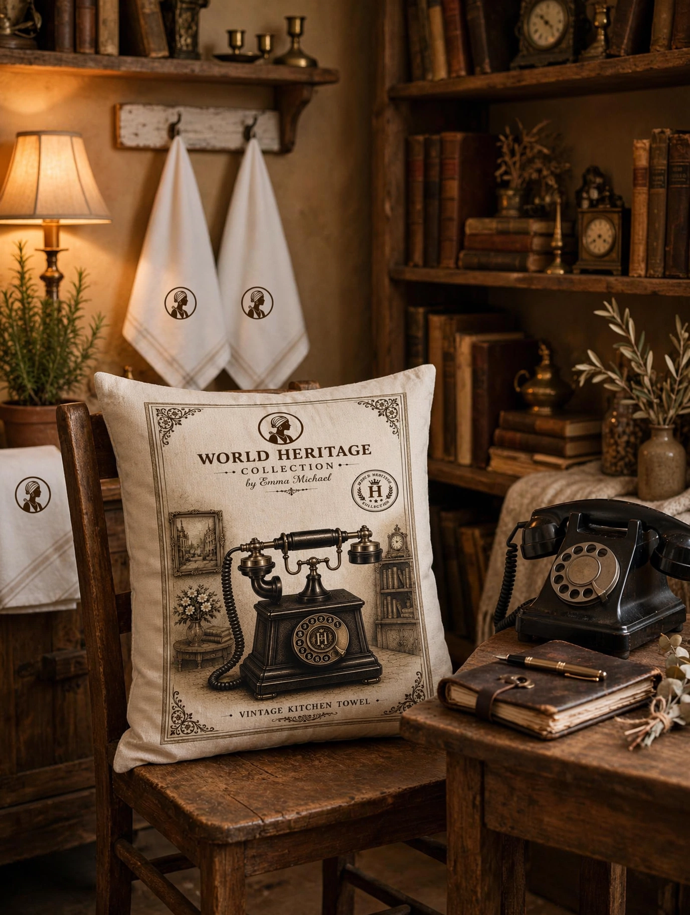 VC- 0507| Vintage Telephone Canvas Cushion Cover – Timeless Heritage Collection