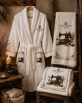 VBS-0306| Vintage Sewing Machine Bathrobe & Towel Gift Set