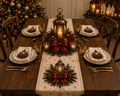 🎄 XTR- 0202| Christmas Lanterns – Luxury Table Runner & Napkin Set