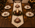 🎄 XTR- 0204 Santa Portrait Christmas Table Runner & 6 Napkins Set