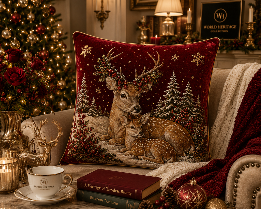 🎄XC- 0302 | Deer Family Christmas Velvet Cushion Cover