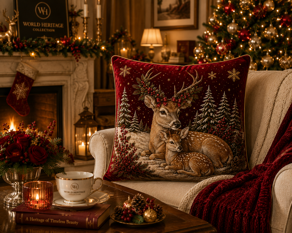 🎄XC- 0302 | Deer Family Christmas Velvet Cushion Cover