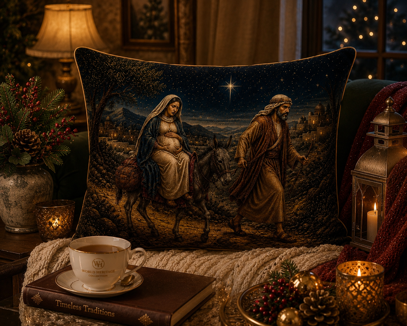 🎄XC-0304 Journey to Bethlehem Luxury Velvet Cushion Cover