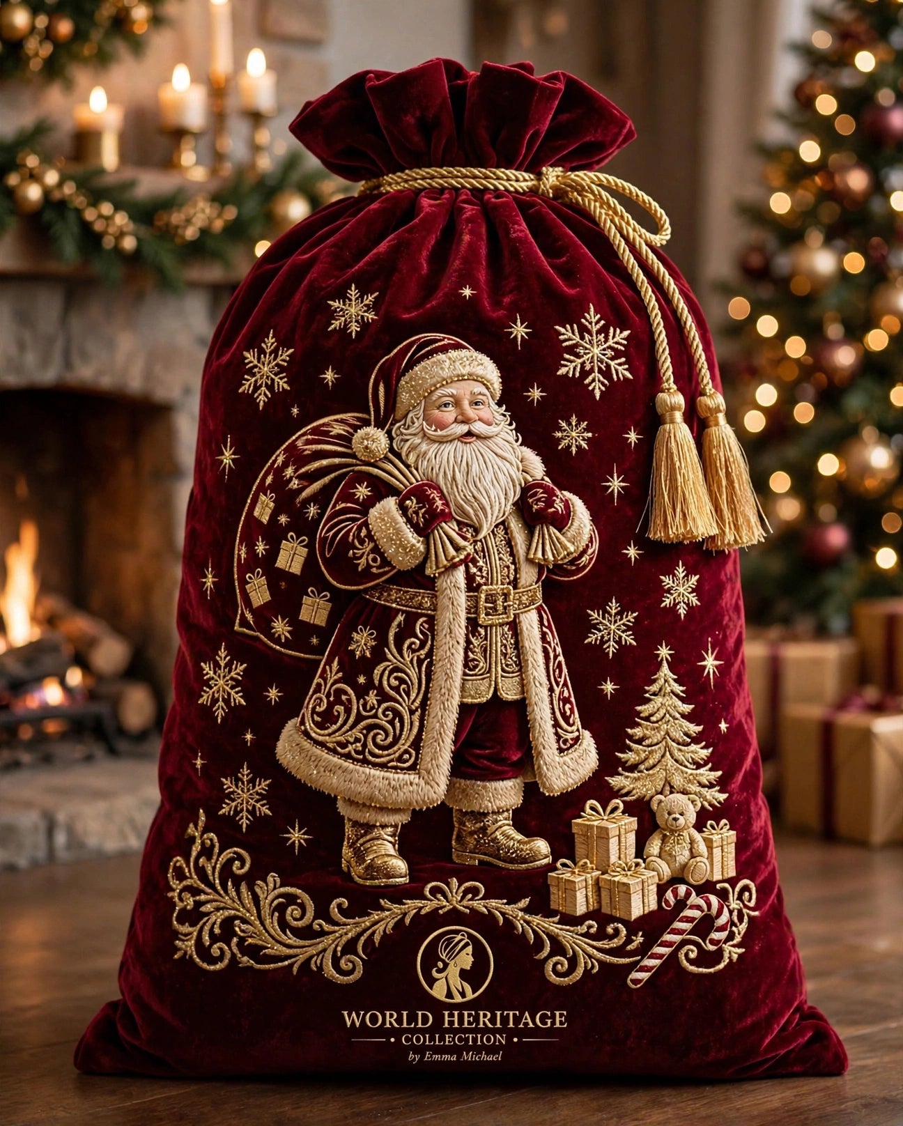 🎄 XS-0401| Luxury Christmas Velvet Santa Sack – Premium Gift Ba