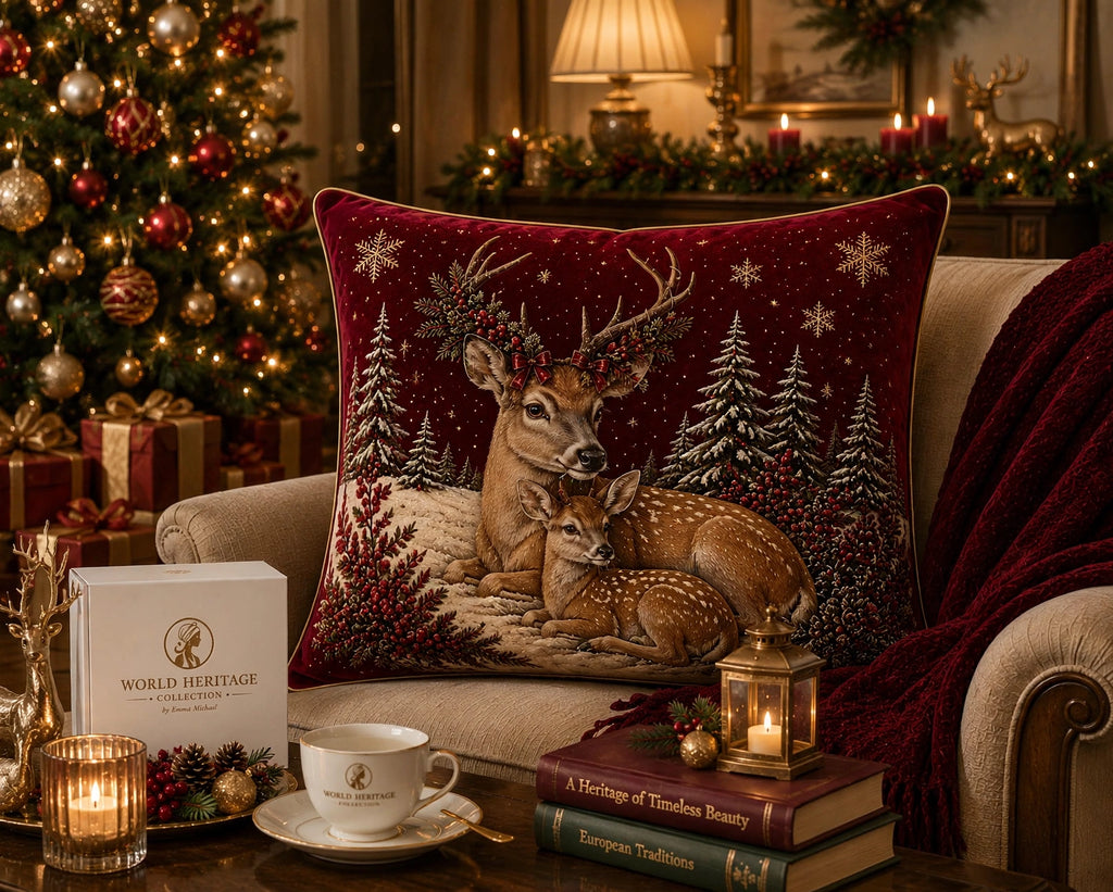 🎄XC- 0302 | Deer Family Christmas Velvet Cushion Cover