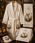 🎄 XR-0602| Winter Deer Luxury Bath Robe & Towel Set – Limited Seasonal Edition