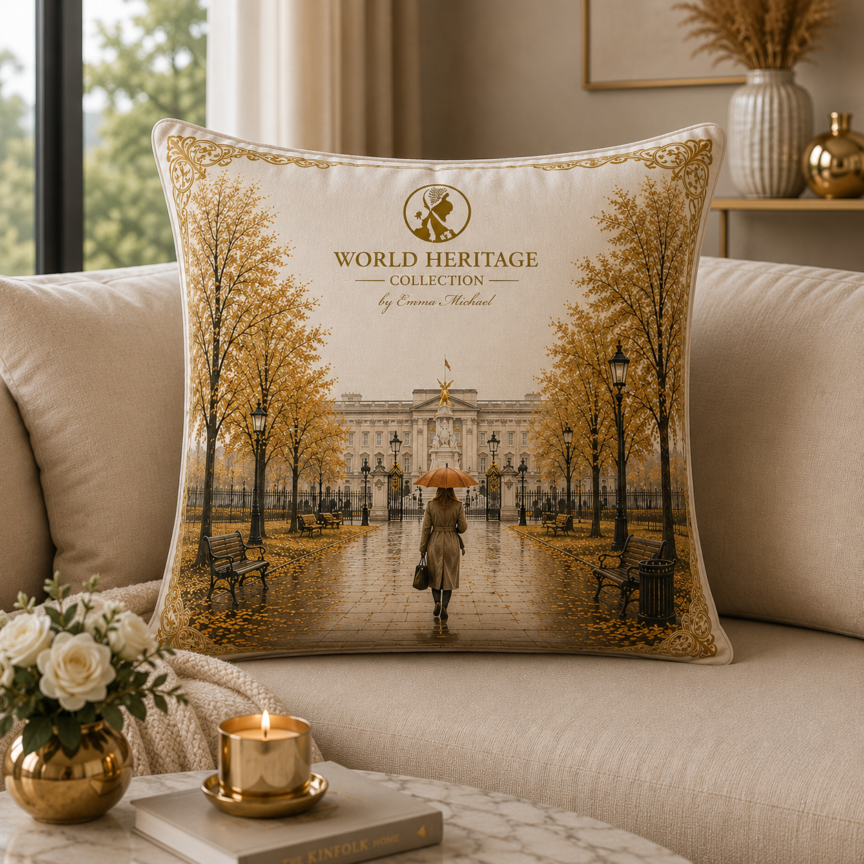 LC-0202| Autumn Promenade Luxury Decorative Cushion Cover – London Heritage Collection