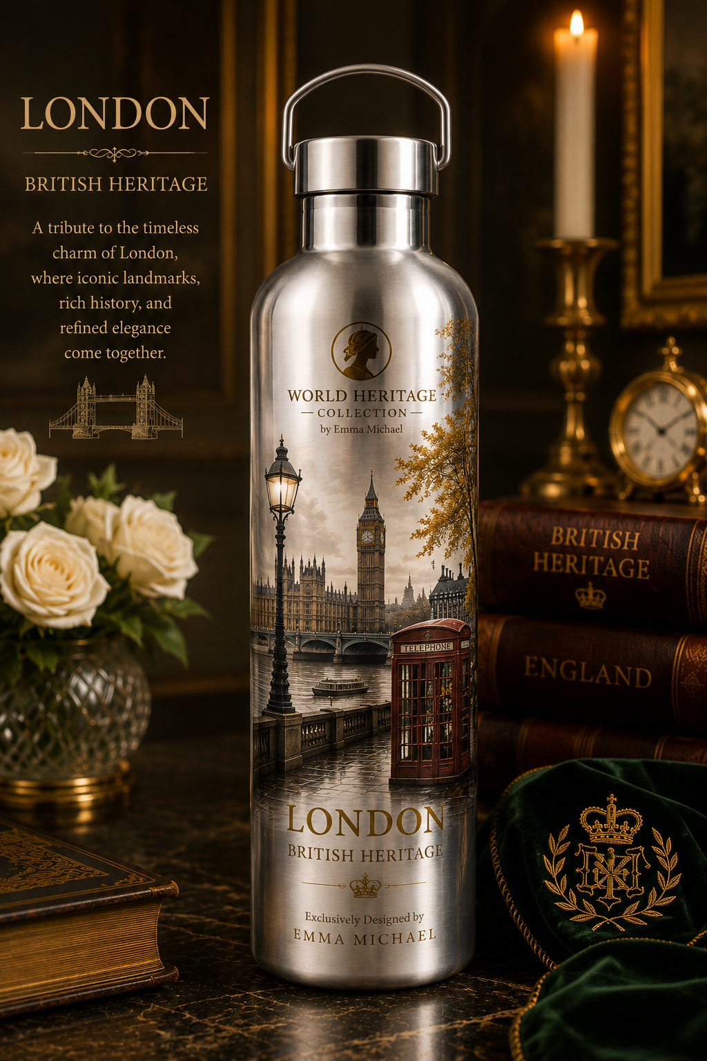 LB-0404| London Riverside Luxury Insulated Water Bottle – 500 mL