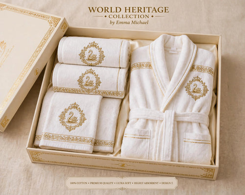 LBS-0503| Royal Swan Signature Bath Collection – Luxury Bathrobe & Towels Gift Set