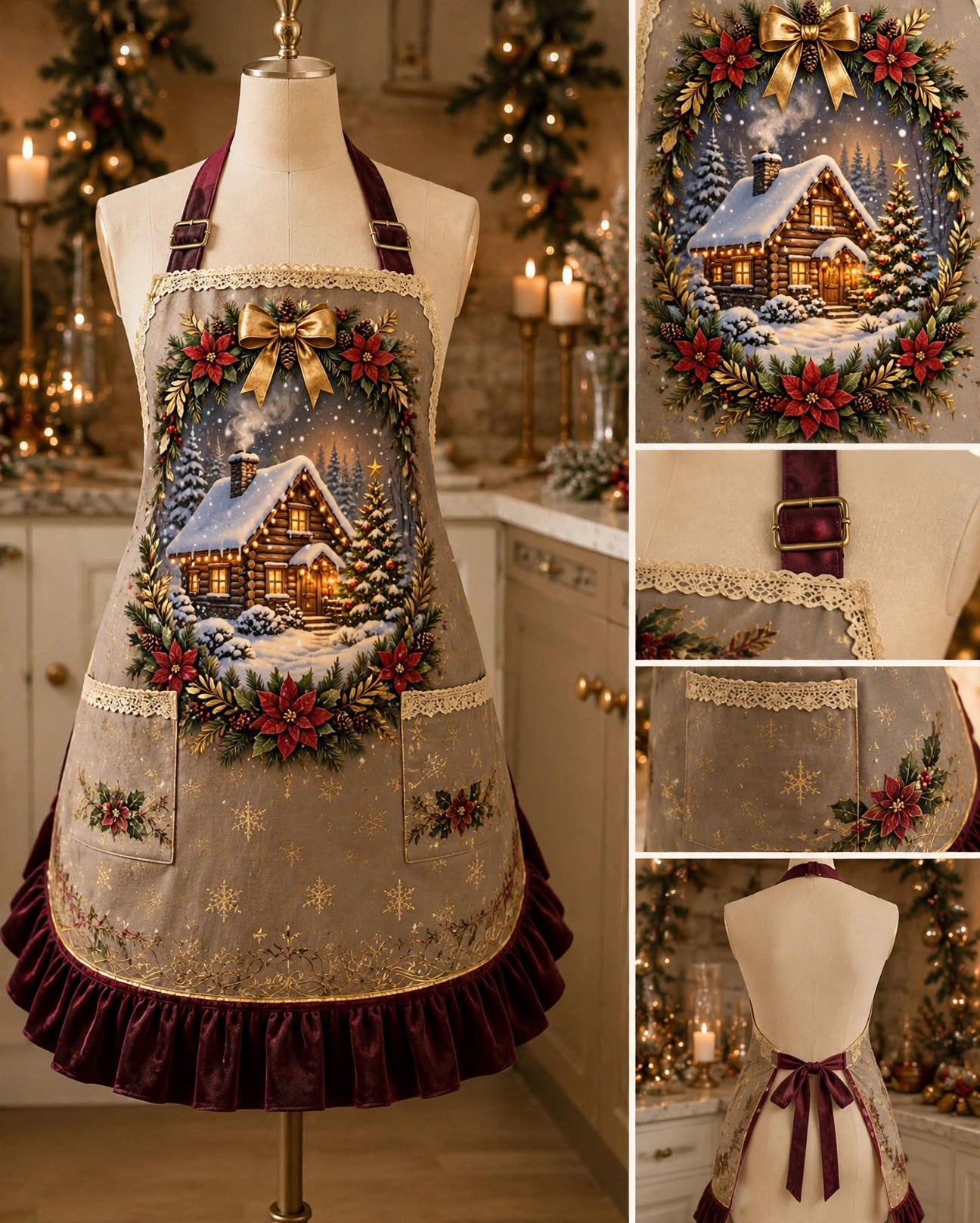 XA- 0603| Christmas in London – Limited Christmas Edition Luxury Kitchen Apro