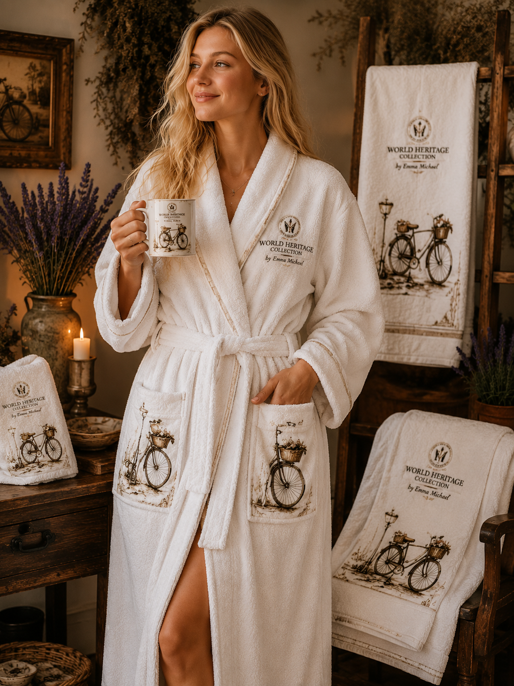 VBS-0302| Vantage Vintage Bicycle Bathrobe & Towel Gift Set