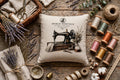 VC- 0501| Vintage Sewing Corner Canvas Cushion Cover – Timeless Heritage Collection