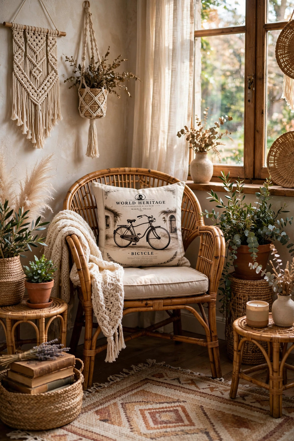 VC- 0502| Vintage Bicycle Linen Cushion Cover – World Heritage Collection