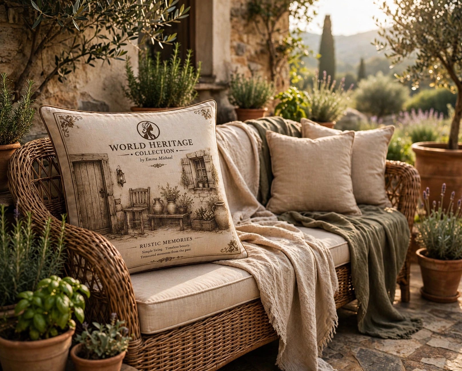 VC- 0503|The Old House Canvas Cushion Cover – Timeless Heritage Collection