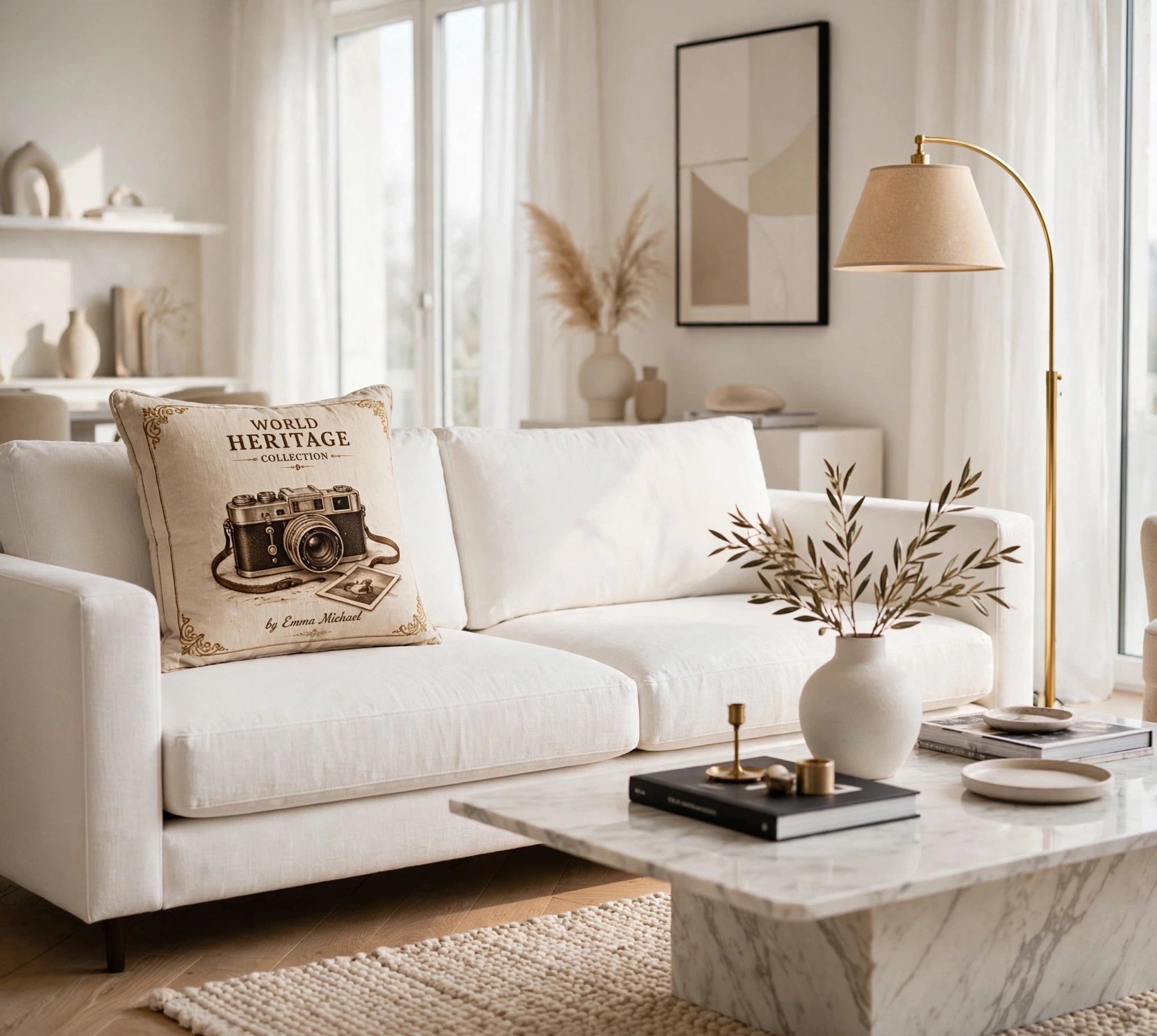 VC- 0505| Vintage Camera Canvas Cushion Cover – Timeless Heritage Collection