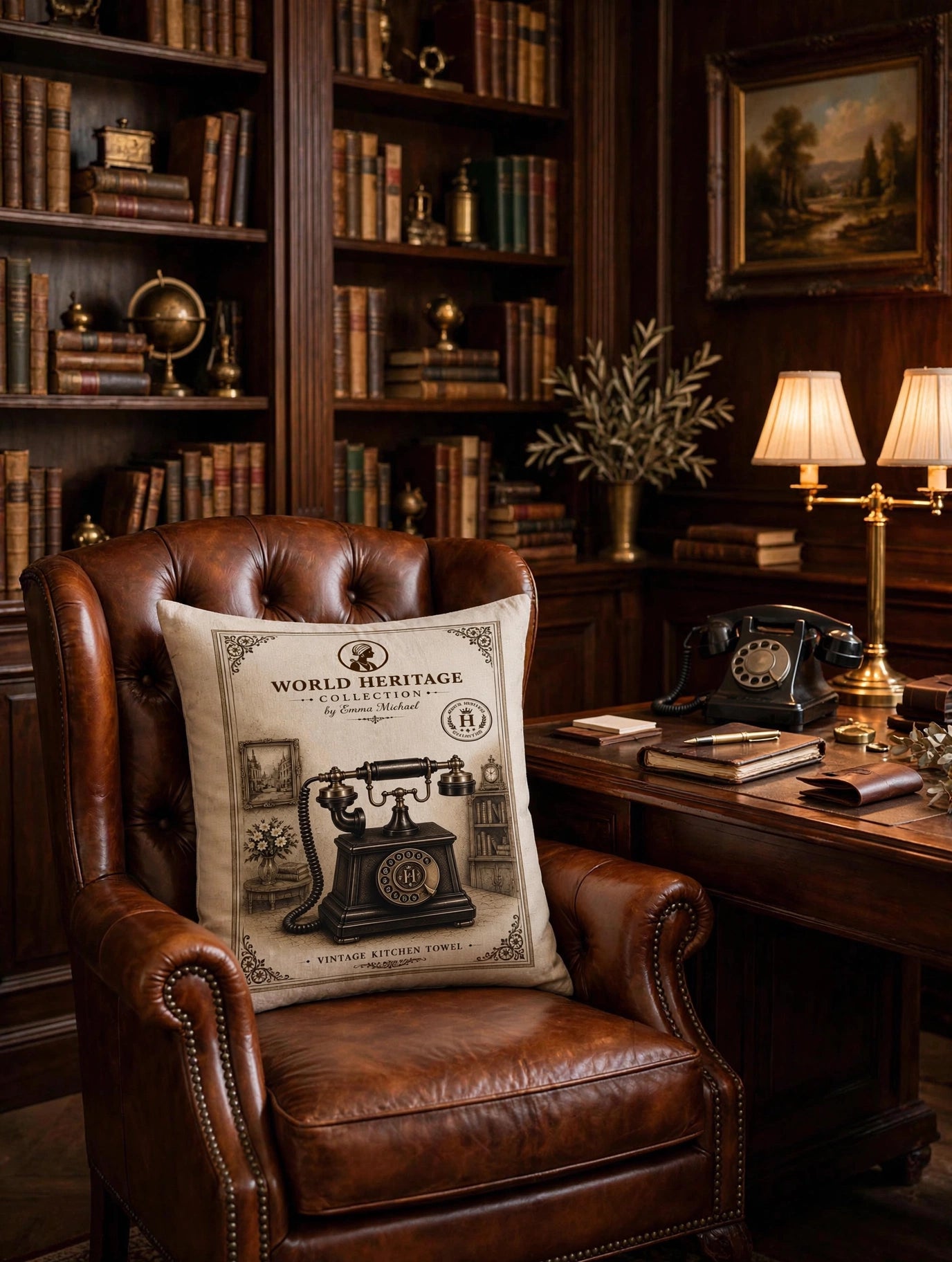 VC- 0507| Vintage Telephone Canvas Cushion Cover – Timeless Heritage Collection
