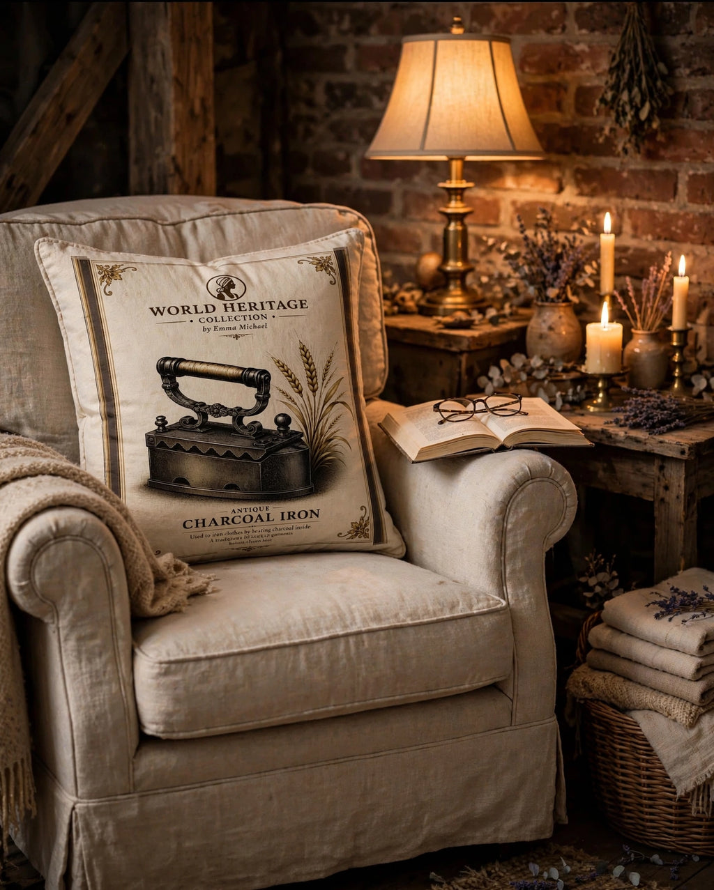 VC-05010– Vintage Charcoal Iron Canvas Cushion Cover – Timeless Heritage Collection