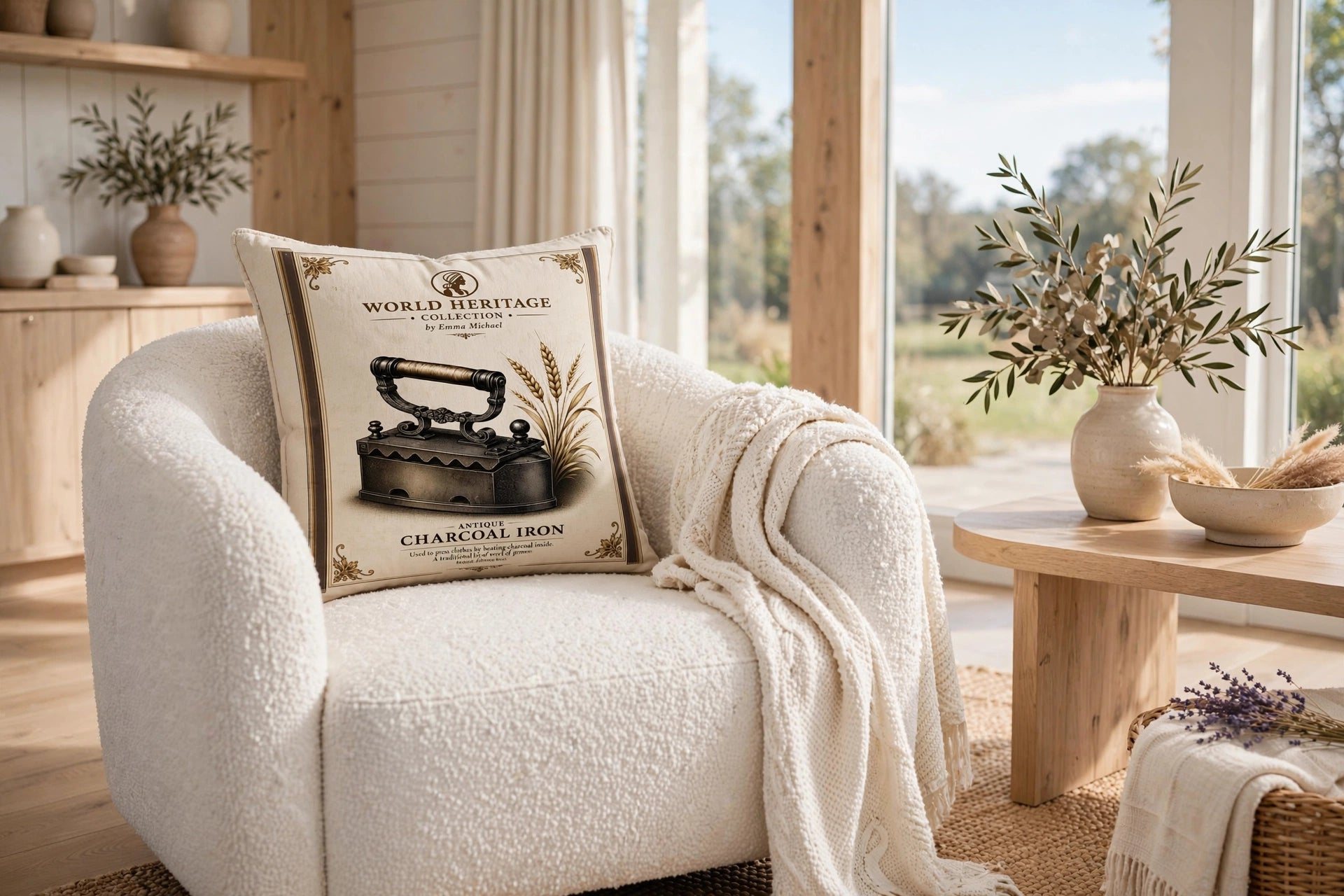 VC-05010– Vintage Charcoal Iron Canvas Cushion Cover – Timeless Heritage Collection