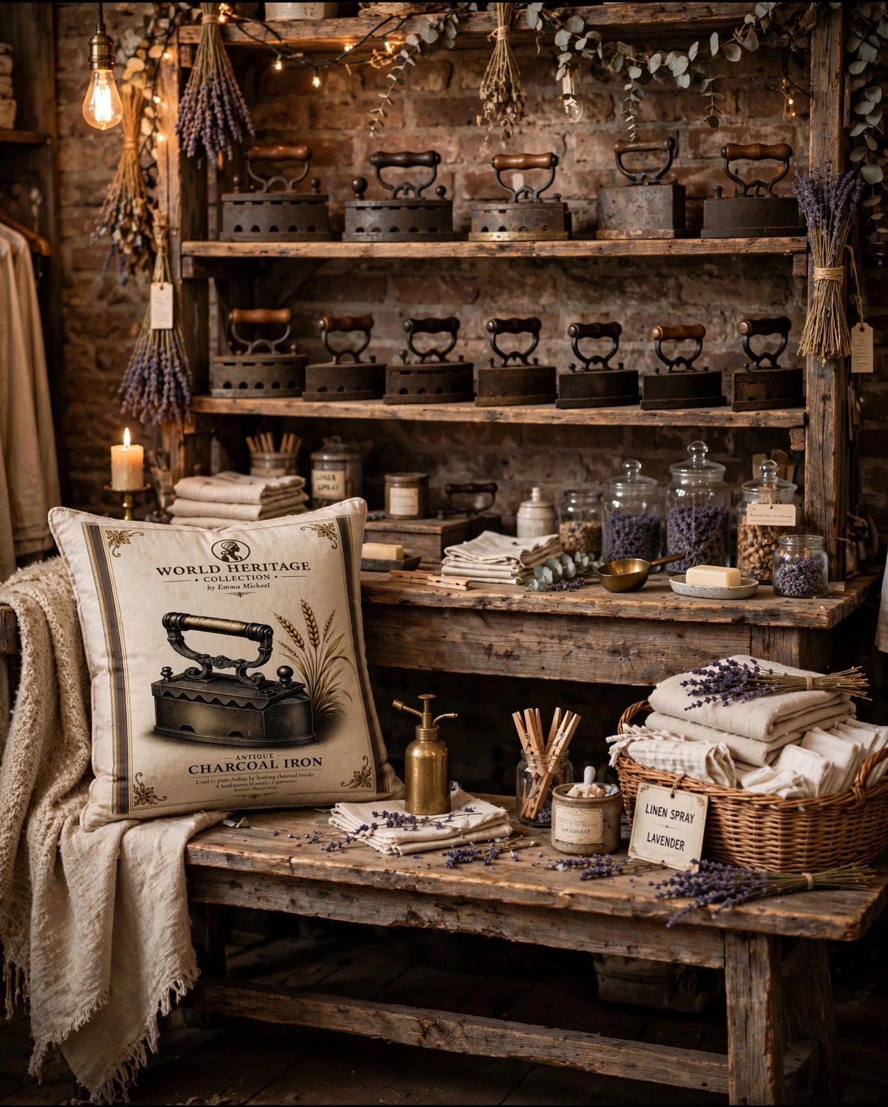 VC-05010– Vintage Charcoal Iron Canvas Cushion Cover – Timeless Heritage Collection