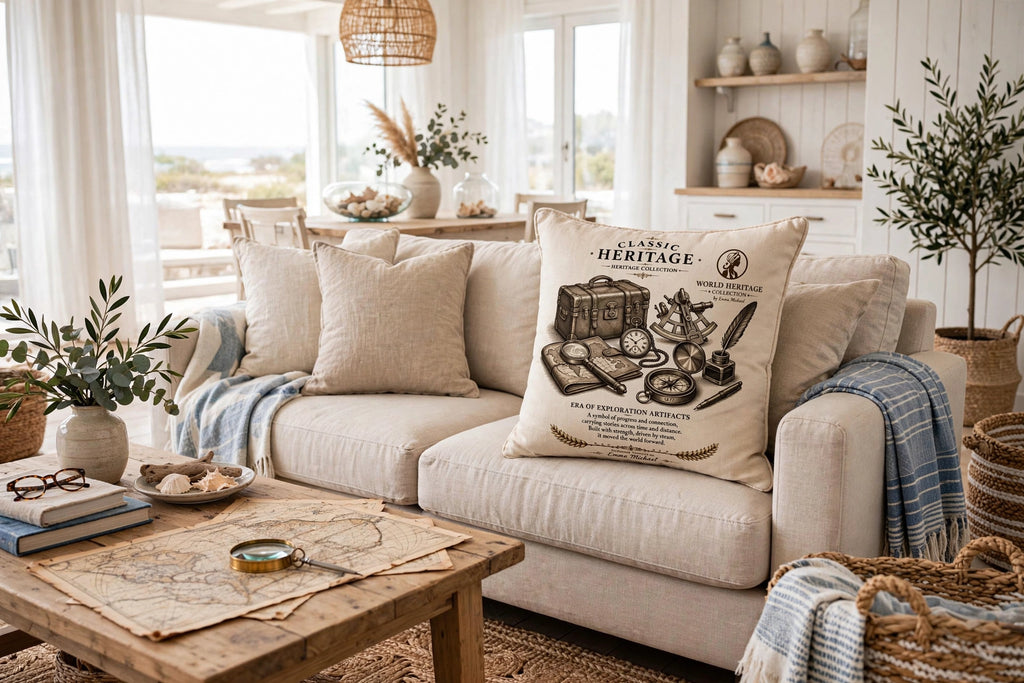 VC- 05019| Nostalgic Treasures Canvas Cushion Cover – Timeless Heritage Collection