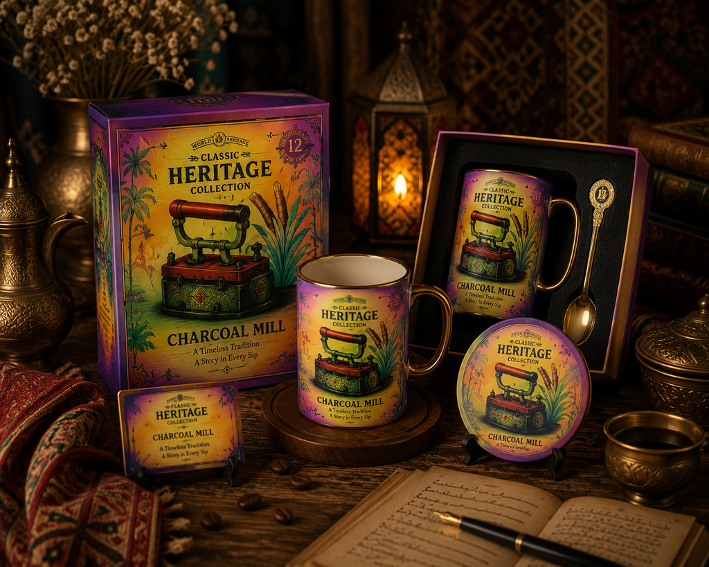 VMS- 06010| Heritage Color Pop Charcoal Stove Mug & Coaster Gift Set – Vintage Edition