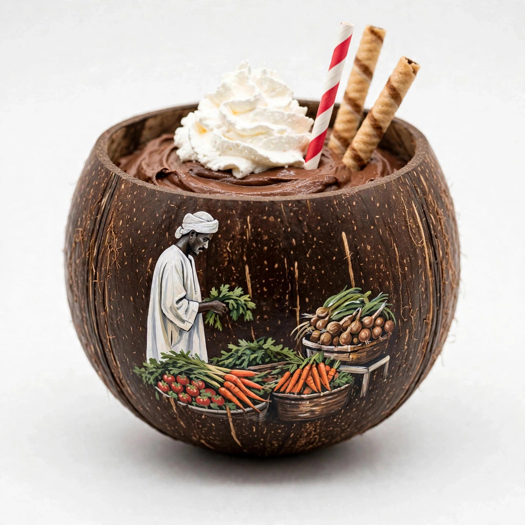 HCC-0803 | Morning at the Village Market – Sudanese Heritage Coconut Cup